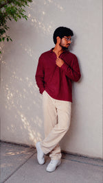 Ease Linen Polo – Wine
