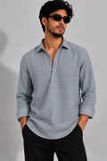 Ease Linen Polo – Dusty Blue
