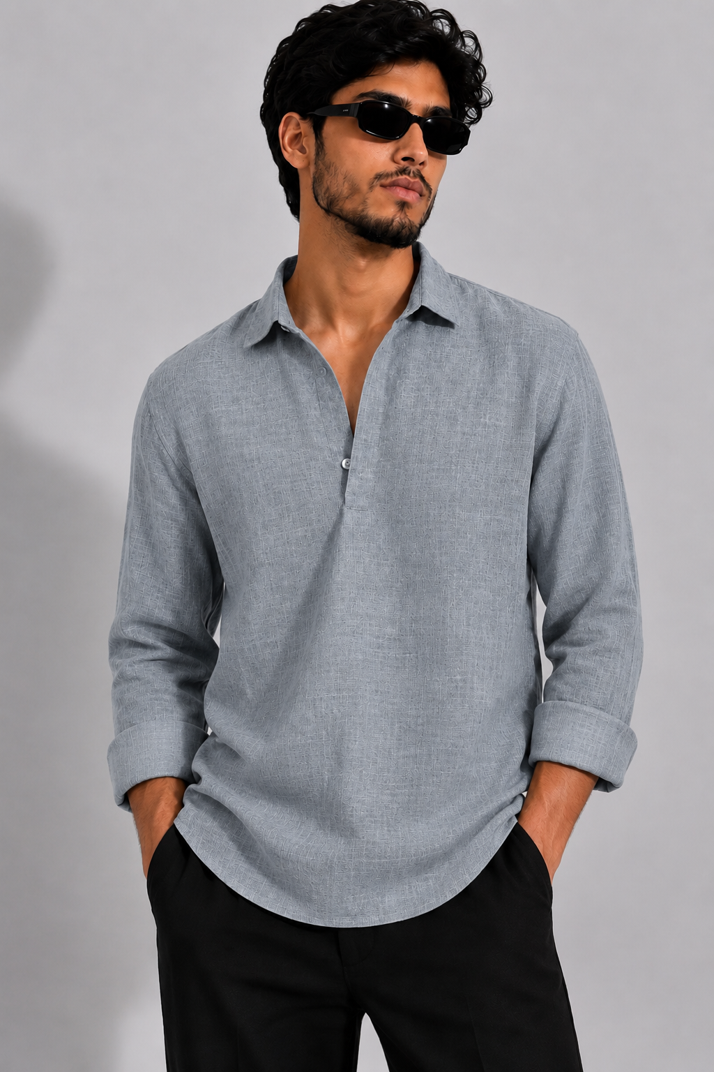 Ease Linen Polo – Dusty Blue