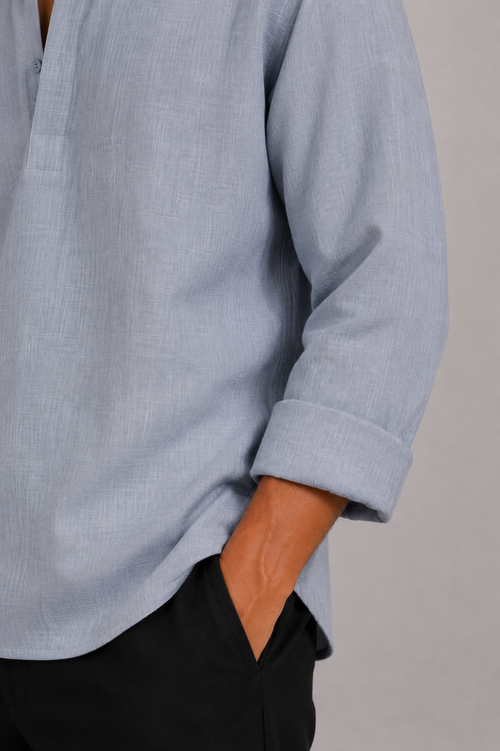 Ease Linen Polo – Dusty Blue