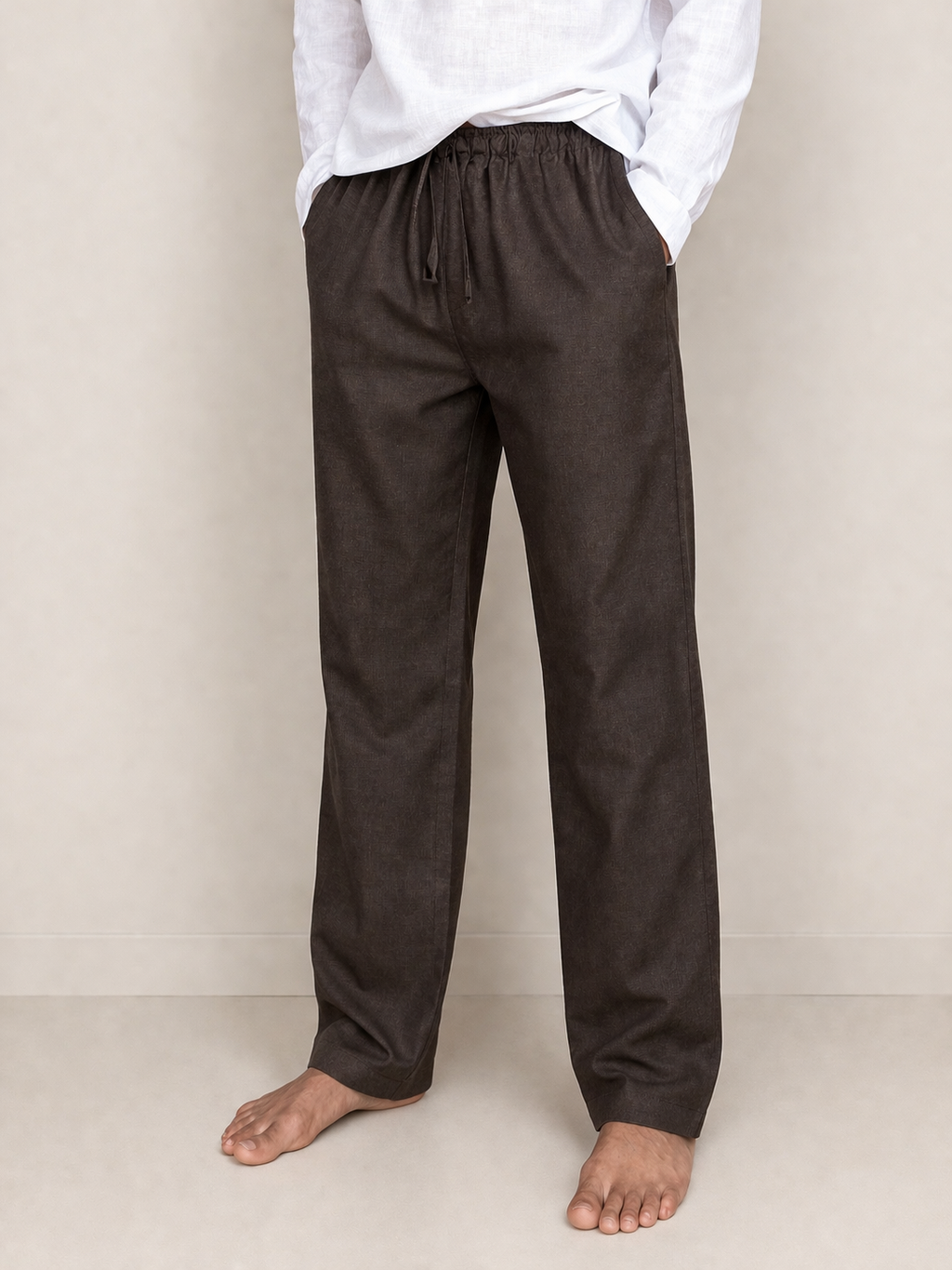 chocolate brown cotton trousers men