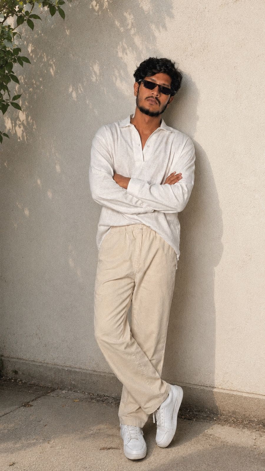 Ease Linen Polo – White