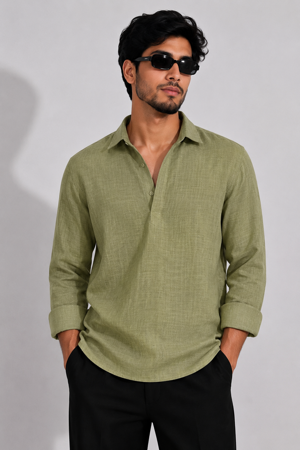 Ease Linen Polo – Sage Green