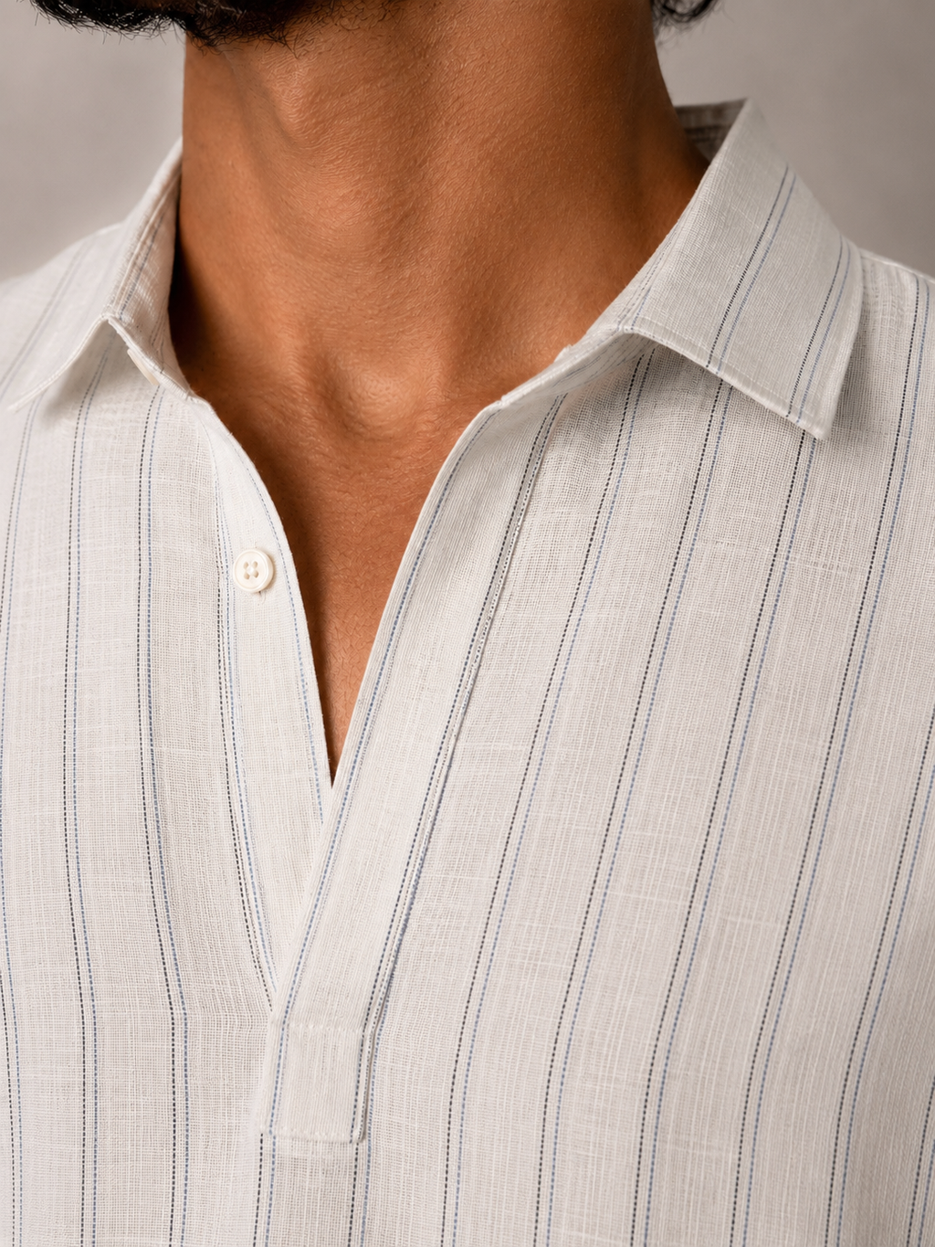 Ease Linen Polo – Azure Stripe