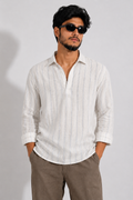 Ease Linen Polo – Azure Stripe